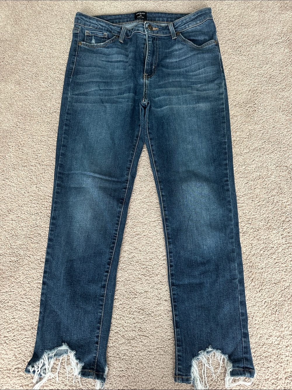 Just Black cropped Blue Distressed Hem Jeans 30